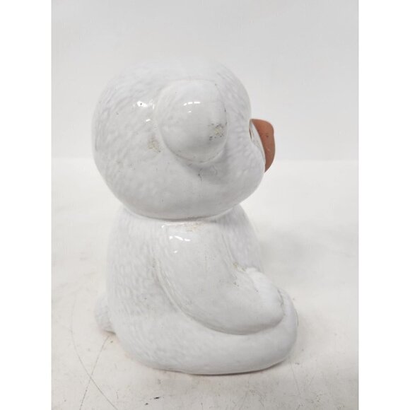 Vintage Terra Cotta Pottery White Teddy Bear Figurine Glazed Tabletop Home Decor - Picture 6 of 9
